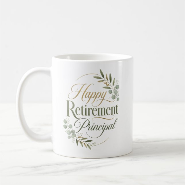 Personalized Happy Retirement Principal Gift Coffee Mug (Left)