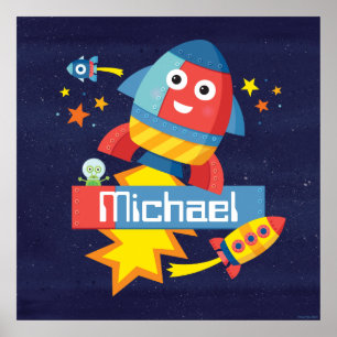 Personalized Happy Rocket Print