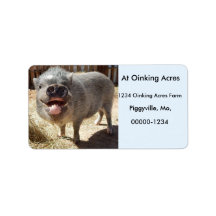 Personalized Happy Smiling Mini Pig Address Labels
