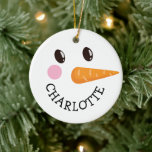 Personalized Happy Snowman Face Monogram Christmas Ceramic Ornament<br><div class="desc">Personalized Happy Snowman Face Monogram Christmas Ceramic Ornament. Fill in your name for the cutest Christmas mug you have ever seen. With love Frankie   Marlow</div>