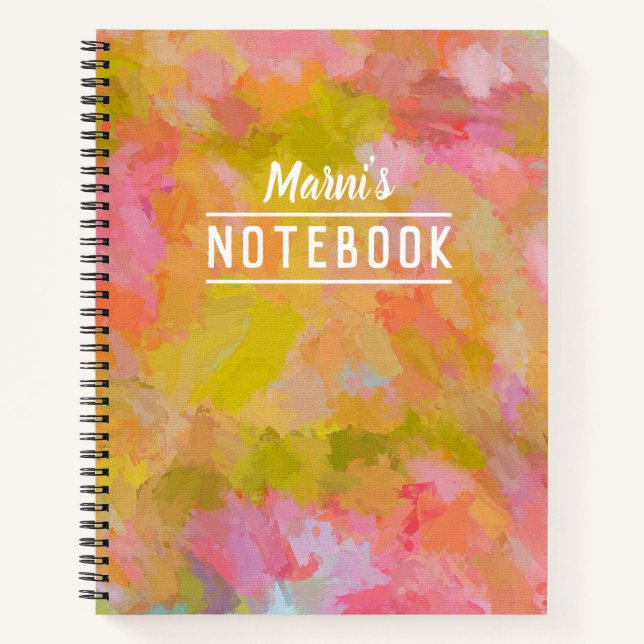 Personalized Happy Spring Colours Abstract Art Notebook (Front)