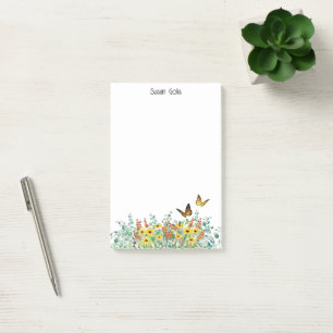 Personalized Happy Spring Flowers Butterfly  Post-it Notes