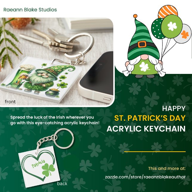 Personalized Happy St. Patrick's Day Acrylic  Keychain (Creator Uploaded)
