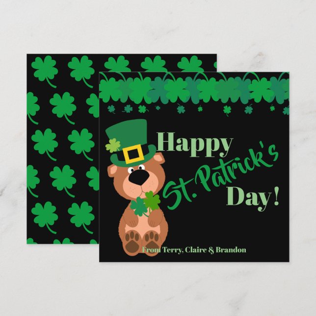 Personalized Happy St Patricks Day Editable Card (Front/Back)