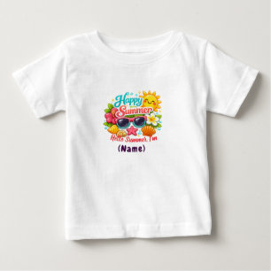 Personalized Happy Summer Kids T-Shirt.Custom Name Baby T-Shirt
