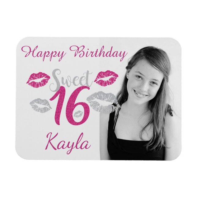 Personalized Happy Sweet 16th Birthday Magnet (Horizontal)