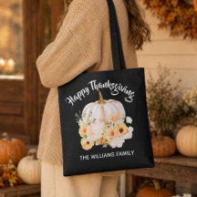 Personalized Happy Thanksgiving Floral Pumpkin