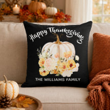 Personalized Happy Thanksgiving Pumpkin Floral