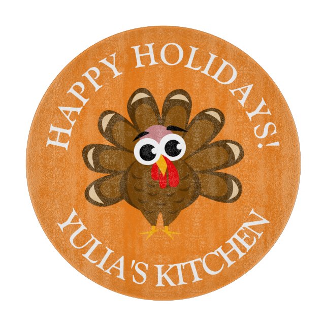 Personalized Happy Thanksgiving Turkey Day Holiday Cutting Board (Front)