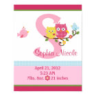 Personalized Happy Tree/Owls Birth Info Poster