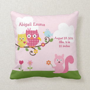 Personalized Happy Tree Owls Pillow Keepsake