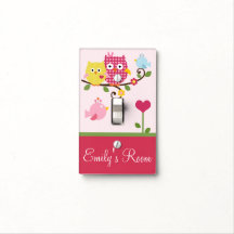 Personalized Happy Tree Owls Switch Plate