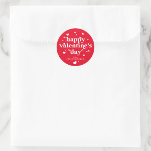 Personalized Happy Valentine's Day Classic Round Sticker