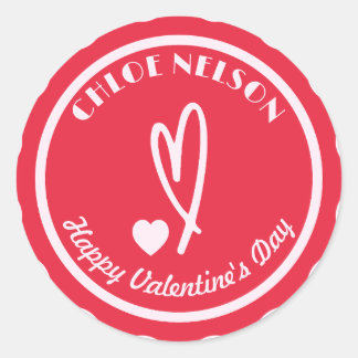Personalized Happy Valentine's Day | Custom Name Classic Round Sticker