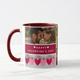 Personalized Happy Valentine's Day Photo Collage Mug