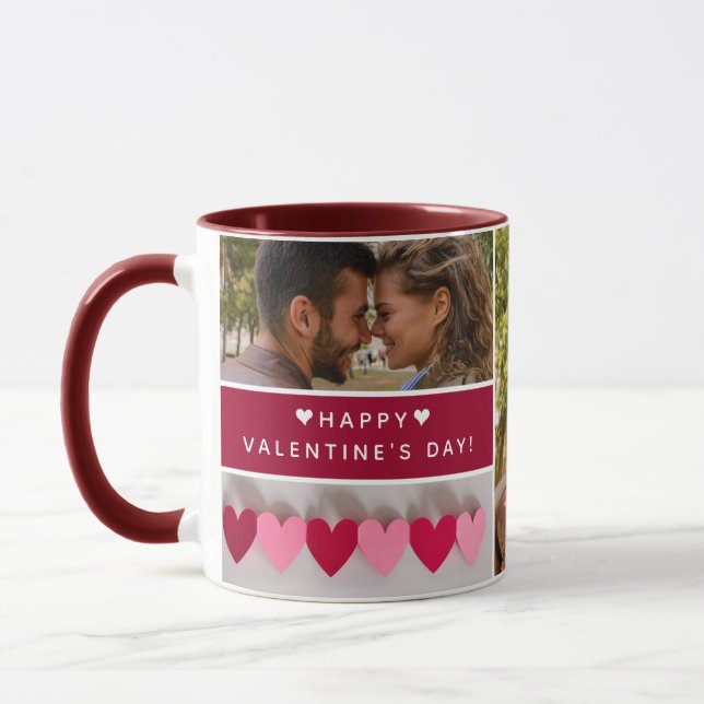 Personalized Happy Valentine's Day Photo Collage Mug (Left)