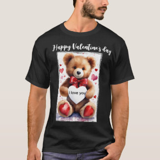 Personalized Happy Valentine's Day Teddy Bear T-Shirt