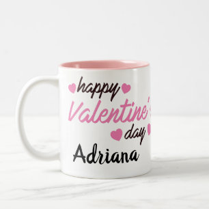 Personalized Happy Valentine's Day Two-Tone Coffee Mug
