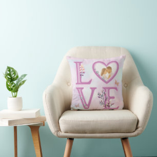 Personalized Happy Valentines's Day Photo    Throw Pillow