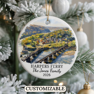 Personalized Harpers Ferry Ornament, West Virginia Ceramic Ornament