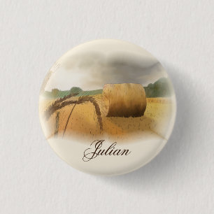 personalized harvest 1 inch round button