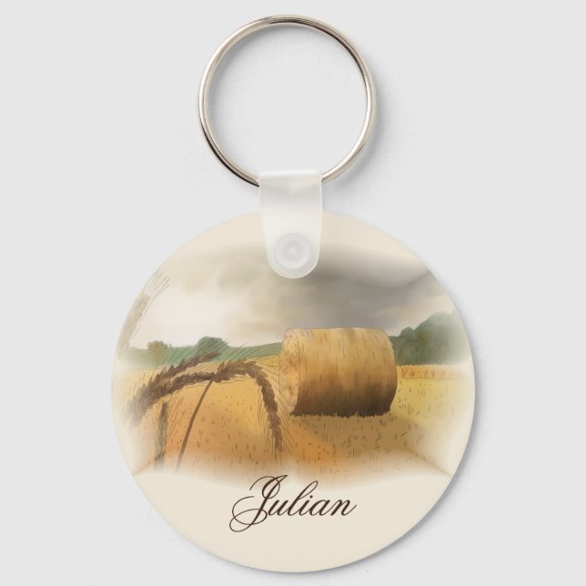 Personalized harvest time keychain (Front)