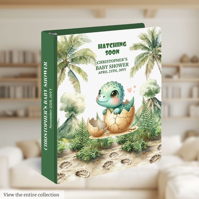 Personalized Hatching Soon Cute Dinosaur Album Boy Binder (Personalized Hatching Soon Cute Dinosaur Album Boy 3 ring binder )