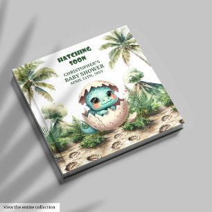 Personalized Hatching Soon Dino Guest Book Boy