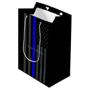 Personalized Have Your Text Thin Blue Line US Flag Medium Gift Bag