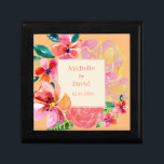 Personalized Hawaiian Tropical Floral Splash Gift Box<br><div class="desc">Personalize your wedding tote with couples names,  wedding date,  and the name of your wedding party member or a fun quote. Freeform watercolor flowers splashed with tropical colour. Hawaiian floral elements in colours of mango orange ice,  jungle green,  plumeria pink.</div>