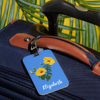 Personalized Hawaiian Yellow Hibiscus Art Luggage Tag