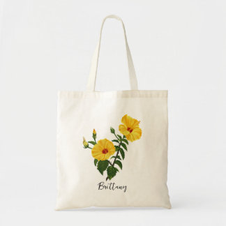 Personalized Hawaiian yellow hibiscus art Tote Bag