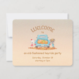 Personalized Hayride Autumn Welcome Bear Pumpkins  Invitation