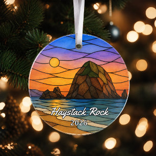 Personalized Haystack Rock Acrylic Ornament, Custo Ornament