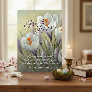 Personalized He Is Risen Crocus Floral Easter Card