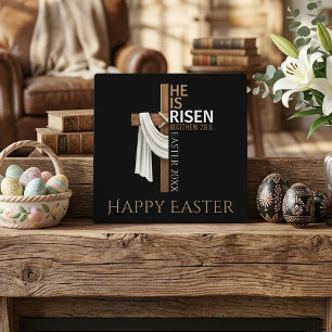 Personalized He Is Risen Cross Happy Easter Plaque