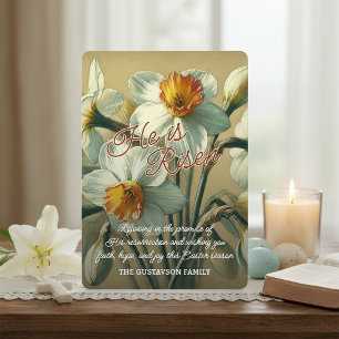 Personalized He Is Risen Daffodil Floral Card