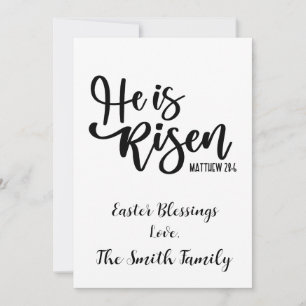 Personalized He is Risen Easter Card Black & White