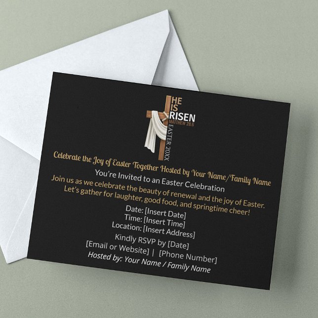 Personalized He Is Risen Easter Party Invitation Postcard (Creator Uploaded)