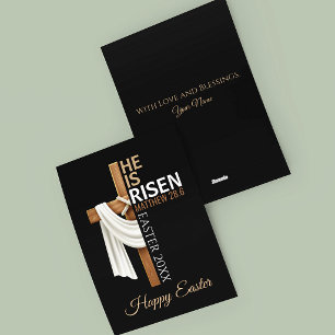 Personalized He Is Risen Happy Easter Cross Holiday Card