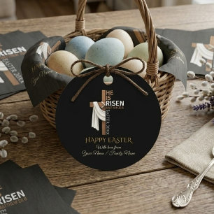 Personalized He Is Risen Happy Easter Favour Tags