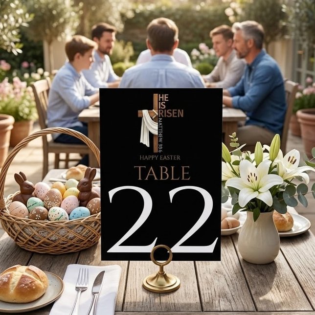 Personalized He Is Risen Happy Easter Table Number (Creator Uploaded)