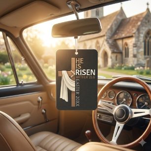 Personalized He Is Risen Vintage Easter Cross Air Freshener