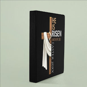 Personalized He Is Risen Vintage Easter Cross Binder