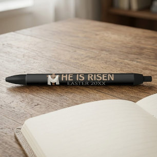Personalized He Is Risen Vintage Easter Cross Black Ink Pen