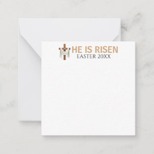 Personalized He Is Risen Vintage Easter Cross Card