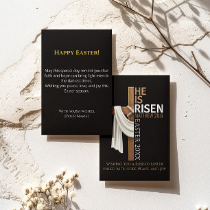 Personalized He Is Risen Vintage Easter Cross Card