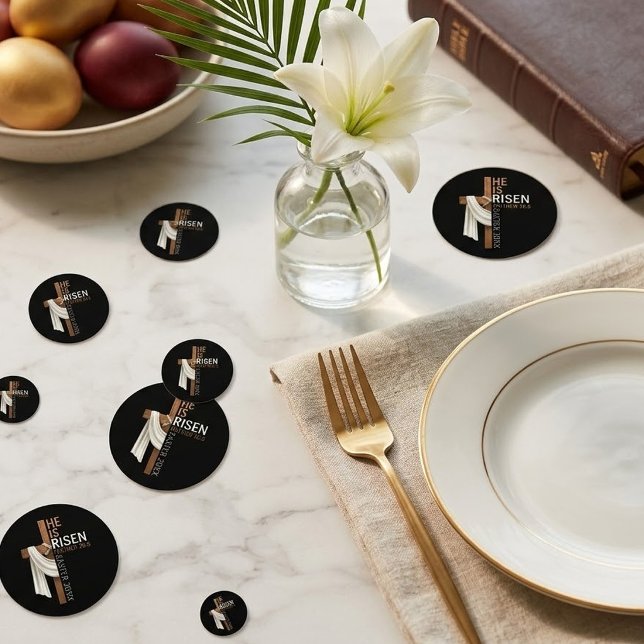 Personalized He Is Risen Vintage Easter Cross Confetti (Creator Uploaded)
