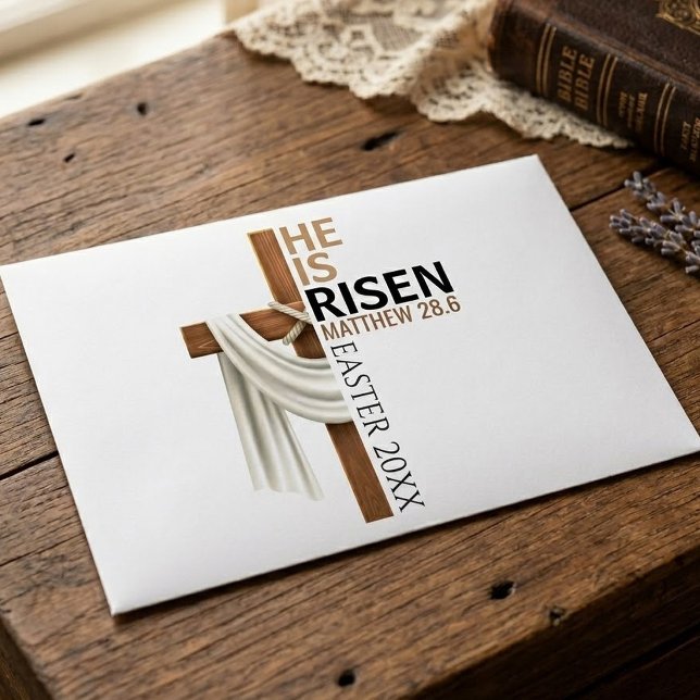 Personalized He Is Risen Vintage Easter Cross Envelope (Creator Uploaded)