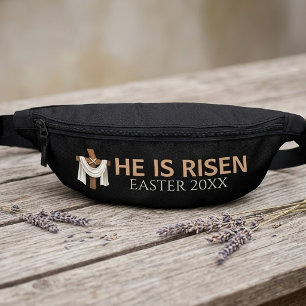 Personalized He Is Risen Vintage Easter Cross Fanny Pack